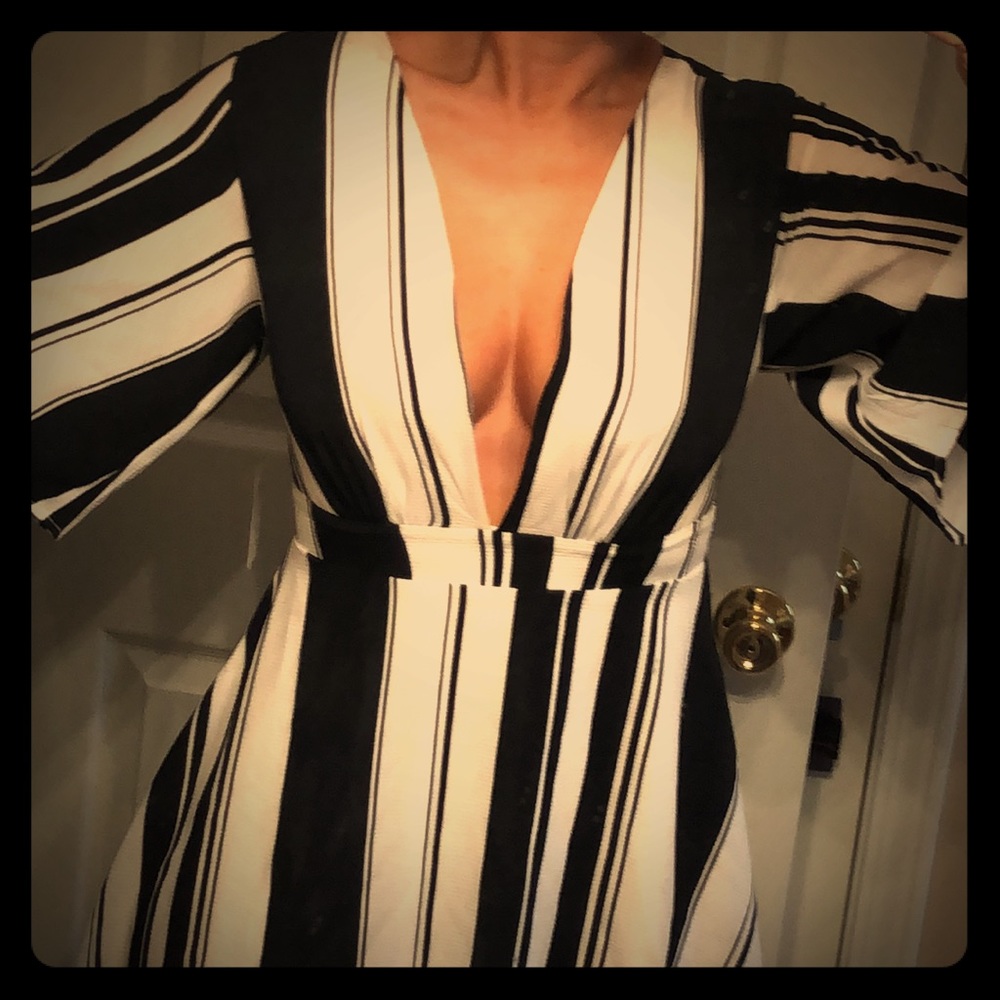 Women’s black & White Stripe Sexy Girlie Dress